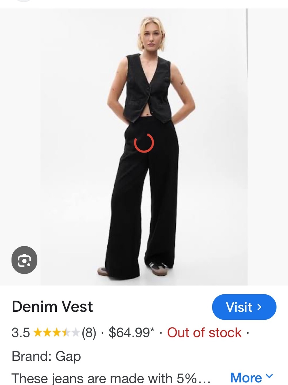 GAP Black Denim Vest